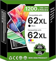 62XL Printer Cartridges 62 Black and Colour Multipack Cartridges Compatible Replacement for HP 62XL 