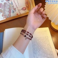 【口碑推薦】天然石榴石手錬女三圈灰月光水晶手串純銀本命年紅色散珠七夕禮物