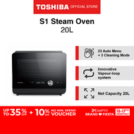 [FREE GIFT]Toshiba MS1-TC20SF(BK) Multi Multi-functional Steam Toaster Oven with Contemporary Aesthetic 20L