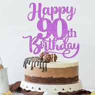 Sleyberoy Happy 90th Birthday Cake Topper-Glitter Hello 90，ninety/90th Birthday/90 anniversary Cheer