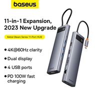 Baseus Metal 11 in 1 USB C HUB 4K 60Hz HDMI VGA Gigabit Ethernet Port PD100W 3USB 3.0 TF/SD Card Rea