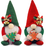 Set 2 Hiasan Plush Gnome Krismas - Figura Gnome Tomte Nordic Buatan Tangan dengan Hiasan Roti Halia 