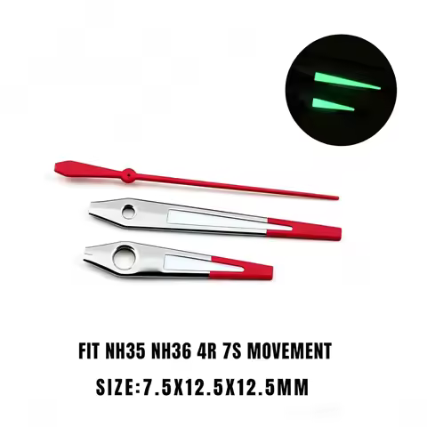 NH35 Hand Watch Accessories Red Silver Color Matching Green Luminous Hands Suitable for NH35 NH36 4R