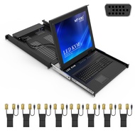 MT-VIKI 8 Port Rack Mount KVM over IP Remote Access, IP KVM Console w/17'' LCD Monitor, 1 Local & 1 