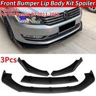 For Volkswagen Passat B7 2011-2015 3Pcs Front Bumper Lip Spoiler Splitter Gloss Black Car Accessorie