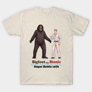 Vintage Bigfoot Vs T-Shirt. Bionic Super Battle 1976 T-Shirt Authentic Cotton 1 Comfortable To Wear 