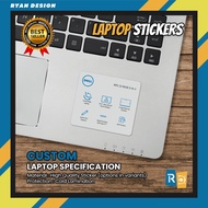 Dell XPS 13 9310 2in1 Laptop Logo Sticker Laptop Features Specifications Sticker (Unofficial)