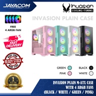 Invasion Plain M-ATX Case with 4 Fans (Black / White / Green / Pink)
