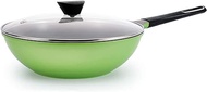 Wok Cookery Pan Frying Pan Non-Stick Frying Pan Non-Smoke Frying Pan Household Induction Cooker Universal Pan 30cm (Color : Green) vision