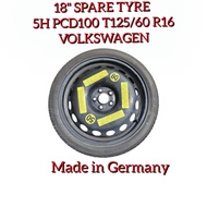 Spare Tyre / Tayar Spare 18 Inch Inci 5H PCD100 ( T125/60 R18 ) For Volkswagen / Tayar Spare / Spare