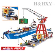 H&amp;amp HXY 02034 695pcs City Series Super Cargo Port Terminal Lepin Building Block Compatible 7994 Br