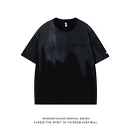 WUKONGYOUHUO | American Tie-Dye Steel Imprint 3D Letter Summer T-Shirt