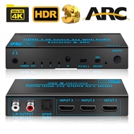 3X1 4K 60Hz HDMI 2.0สวิตช์เครื่องแยกสัญญาณเสียง5.1Ch HDMI ออดิโอ ARC เครื่องสลับ RCA Toslink แกนรวมSPDIF กล่องทีวีแล็ปท็อปคอมพิวเตอร์แอนะล็อก PS4 XBox