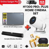 HY300 PRO+ PLUS ORI Rumah Pawagam Projektor Kombo Set 4k 5G Audio