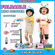Kids Scooter With LED Light Wheels Foldable Adjustable Outdoor Education Learning Sport Toy Skuter B