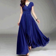 ♚ Limea Plus Size Dress For Women Formal Wedding Dress For Ninang Sale Women's V-Neck Solid Color S