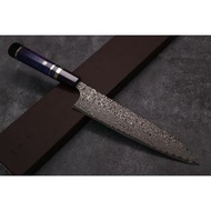 🇯🇵加藤義實【大馬士革 VG-10 和牛刀 210mm】💓 穩定木紫三銀卷 💓 日本高級廚刀 💓 Yoshimi Kato