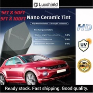 🇲🇾Big Roll Gelap 50% 4K Nano Ceamic Ultra HD IRR95%+ UV99% Tinted Kereta Tinted Rumah 5FTx 50FT, 5FT