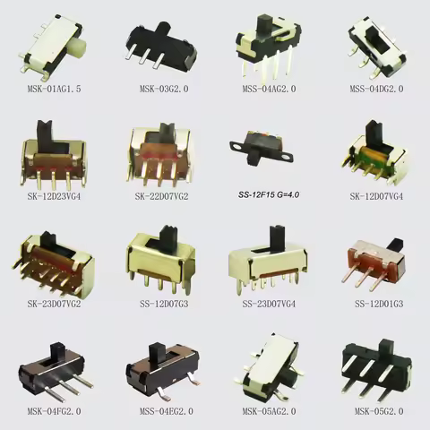20PCS Mini Slide Switch On-OFF Micro Toggle Switch 1P2T H=1.5/2/4MM Miniature Horizontal Slide Switc