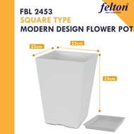 Felton Square Flower Pot FBL2453 / Modern Design Flower Pot / Pasu Bunga Berquality Segi Empat / Pel