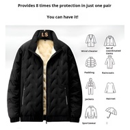 Short padded down jacket, warm cashmere down jacket, lambswool warm down jacket