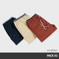 GALLOP : Mens Wear CASUAL SHORTS (1 แพค บรรจุ 3 ชิ้น) กางเกงขาสั้นเอวยางยืด รุ่นต่อขอบ GS9024S Set Warm Autumn / ราคาปกติ 3870.-