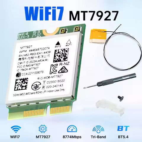 fenvi WiFi 7 MT7927 M.2 Card 8774Mbps Bluetooth 5.4 Tri-Band 2.4/5/6GHz WiFi7 Network Wireless Adapt