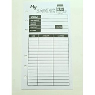 A5/A6/A7 MY SAVING PLAN TRACKER 6 RING PLANNER INSERT REFILL