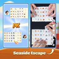 Seaside Escape Game Blocks, Mahjong Tile Game Sets with 65 Tiles 30mm Pet Food and Cowboy Pattern wi