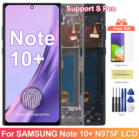 AMOLED Note 10 Plus Screen for Samsung Galaxy Note10+ N975F Lcd Display Touch Screen with Frame Supp