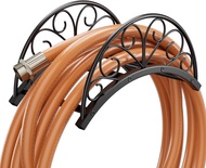 Wall Mounted Metal Hose Holder - Decorative Black Water Hose Hanger Hook for Garden Pool and Vacuum