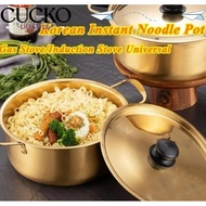 CUCKO Ramen Pot, Mini with Lid Soup Pot, Korean Gold Plated Stainless Steel Double Ear Hot Pot Campi