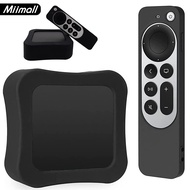1+1 Pack Miimall Silicone Remote Case +TV Box Case Compatible with Apple TV 4K 2022,LightWeight Silicone Full Protector Case for Apple TV 4K Siri Remote / TV Box Cover 2022