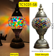 HHS Lampu Meja Hias Mozaik Turki / Lampu Tidur Mozaik Turki Unik / Lampu Dekorasi Mozaik Kaca Turki