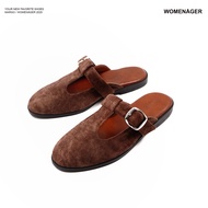 womenager - Margo Umber suede รองเท้าแตะคัทชูเปิดส้น สวมใส่ง่าย