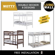 LivingMall MOTTY Wooden Double Decker Bunk Bed In 8 Designs. Convertible Into 2 Single Beds