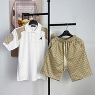 Men's turtleneck short-sleeved set made of genuine umi material, men's summer set by Mec Store - HK8