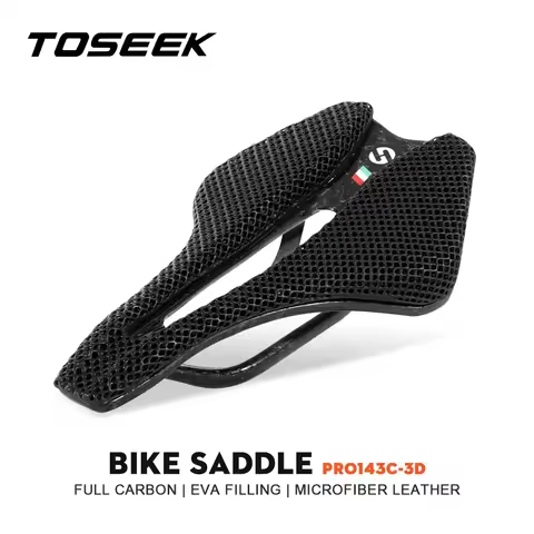 TOSEEK 143C 3D Printed Bicycle Saddle T800 Carbon Fiber Bike Cushion MTB Road Cycling Racing Seat Pa