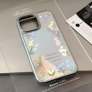 case for iphone xr 11 12 13 14 15 16 pro max plus air back cover fresh flower pattern mirror pattern