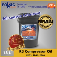 FOVAC R3 Compressor Oil / Rotary Screw Compressor Oil/ Piston Compressor Oil - 18 Liters