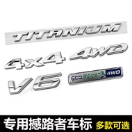 Suitable for Ford Shaker V6 Car Logo Modified TITANIUM English Letter Sticker 4WD Four-WD Rear Tail 