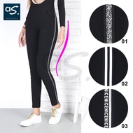 Women Strong Elastic Gold and Silver Striped Elastic Legging Pants Seluar Wanita | Seluar Legging Wa
