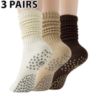3 Pairs Women Plain Multifunctional Non-Slip Sport Socks, Casual Minimalist Design, Suitable For All