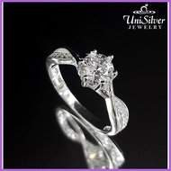 ☫ ◵ ▤ Unisilver 925 Silver Solitaire Engagement Ring (RS559-1001)