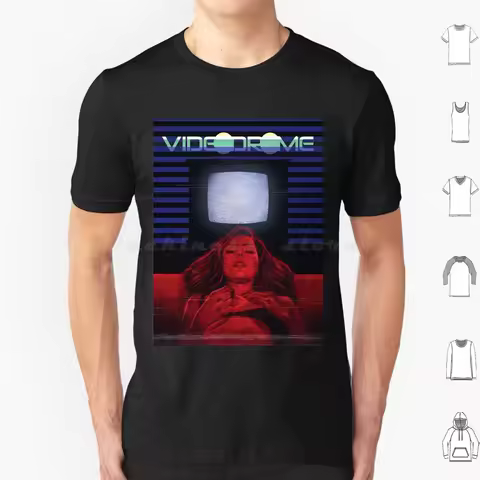 Girl And Tv T Shirt 6xl Cotton Cool Tee Videodrome Horror David Cronenberg Movie Vhs Cronenberg 80s