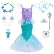 Girls Dress Ariel Mermaid Net Gauze Princess Dress Mermaid Cosplay Costume Photo Costume Birthday Gi