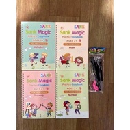 Sank Magic Book Magic Book for Children to Learn to Write 1 Set of 4 Books + Pen/Educational Book