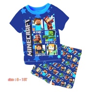 Cuddlemee Boys Shot Sleeve Casual Set Pyjamas Minecraft Theme Tops and Shorts 8-13T