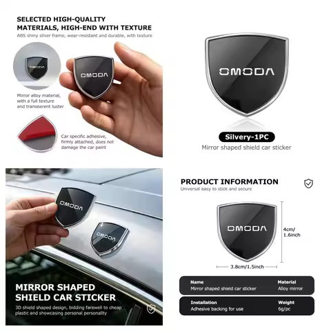 3D Alloy Shield Shape Car Body Emblem Badge Sticker Fit Chery Tiggo7 Tiggo8 Pro Omoda5 Jaecoo J7 J8 