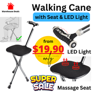 Walking Stick Walking Cane with Seat For Elderly Anti Slip Tips Foldable